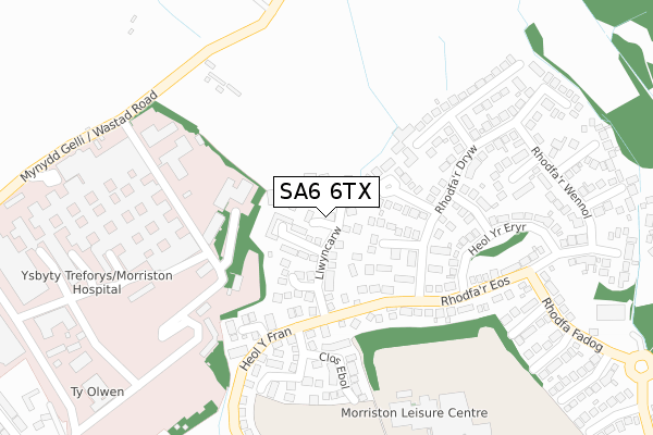 SA6 6TX map - large scale - OS Open Zoomstack (Ordnance Survey)