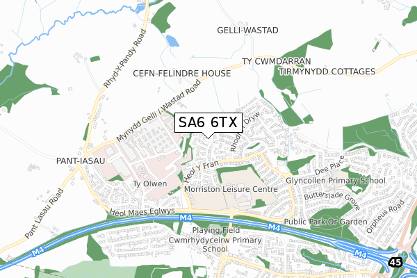 SA6 6TX map - small scale - OS Open Zoomstack (Ordnance Survey)
