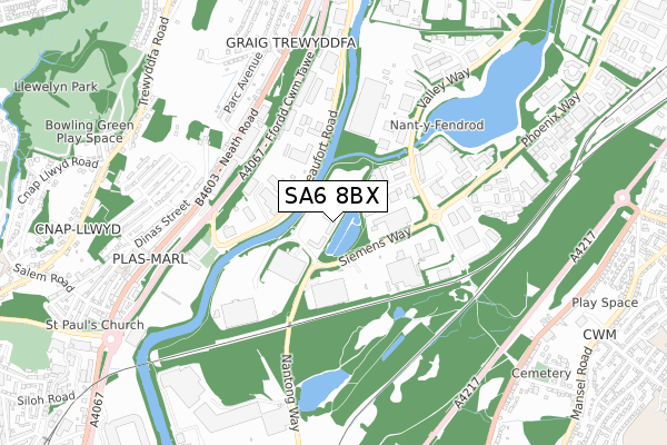 SA6 8BX map - small scale - OS Open Zoomstack (Ordnance Survey)