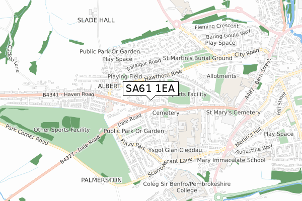 SA61 1EA map - small scale - OS Open Zoomstack (Ordnance Survey)