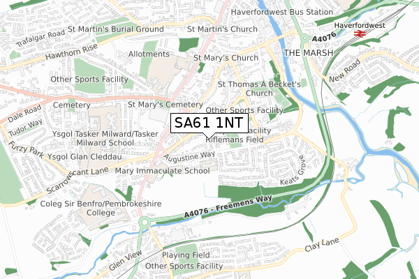 SA61 1NT map - small scale - OS Open Zoomstack (Ordnance Survey)