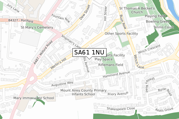 SA61 1NU map - large scale - OS Open Zoomstack (Ordnance Survey)