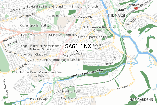 SA61 1NX map - small scale - OS Open Zoomstack (Ordnance Survey)