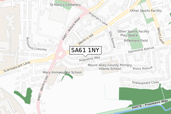 SA61 1NY map - large scale - OS Open Zoomstack (Ordnance Survey)