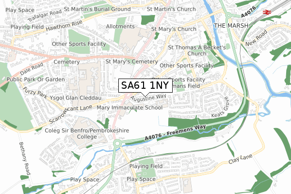 SA61 1NY map - small scale - OS Open Zoomstack (Ordnance Survey)