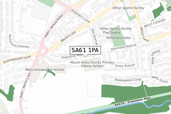 SA61 1PA map - large scale - OS Open Zoomstack (Ordnance Survey)