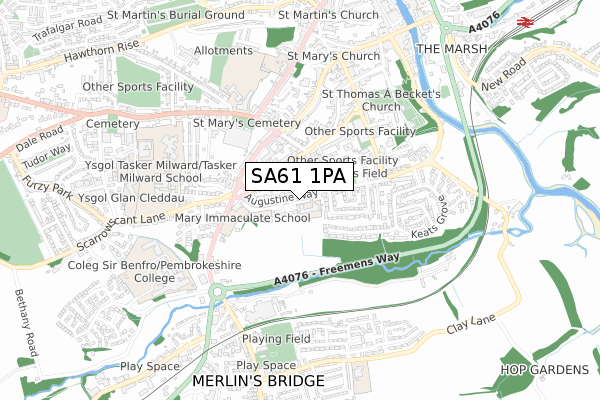 SA61 1PA map - small scale - OS Open Zoomstack (Ordnance Survey)