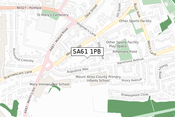 SA61 1PB map - large scale - OS Open Zoomstack (Ordnance Survey)