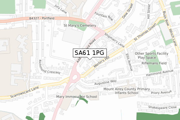 SA61 1PG map - large scale - OS Open Zoomstack (Ordnance Survey)