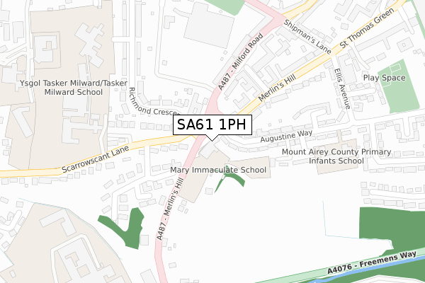 SA61 1PH map - large scale - OS Open Zoomstack (Ordnance Survey)