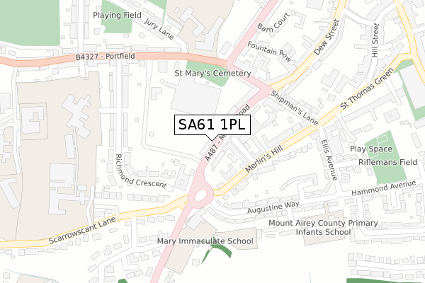 SA61 1PL map - large scale - OS Open Zoomstack (Ordnance Survey)