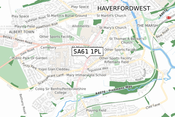 SA61 1PL map - small scale - OS Open Zoomstack (Ordnance Survey)