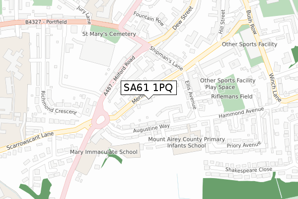 SA61 1PQ map - large scale - OS Open Zoomstack (Ordnance Survey)