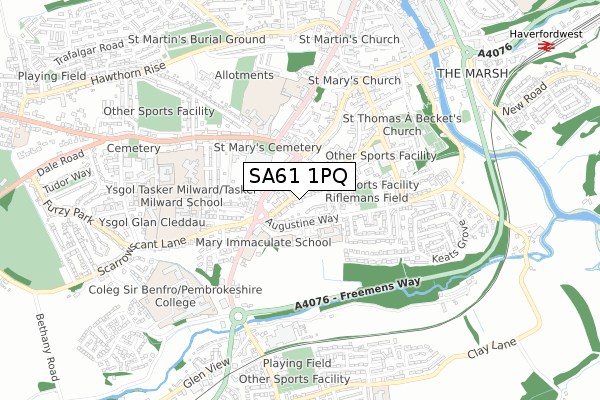 SA61 1PQ map - small scale - OS Open Zoomstack (Ordnance Survey)