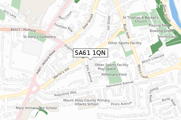 SA61 1QN map - large scale - OS Open Zoomstack (Ordnance Survey)