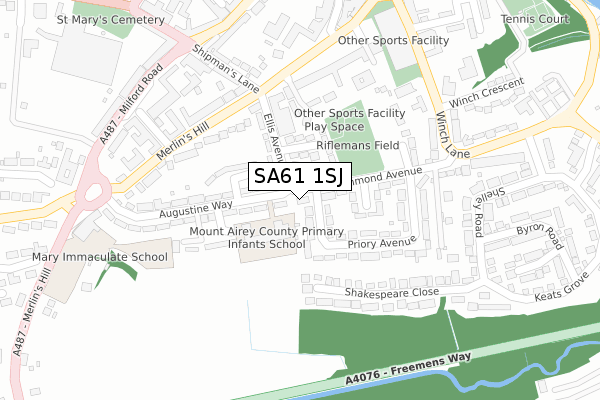 SA61 1SJ map - large scale - OS Open Zoomstack (Ordnance Survey)