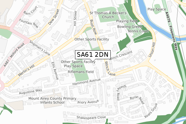 SA61 2DN map - large scale - OS Open Zoomstack (Ordnance Survey)