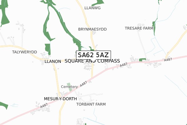 SA62 5AZ map - small scale - OS Open Zoomstack (Ordnance Survey)