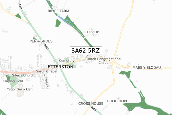 SA62 5RZ map - small scale - OS Open Zoomstack (Ordnance Survey)