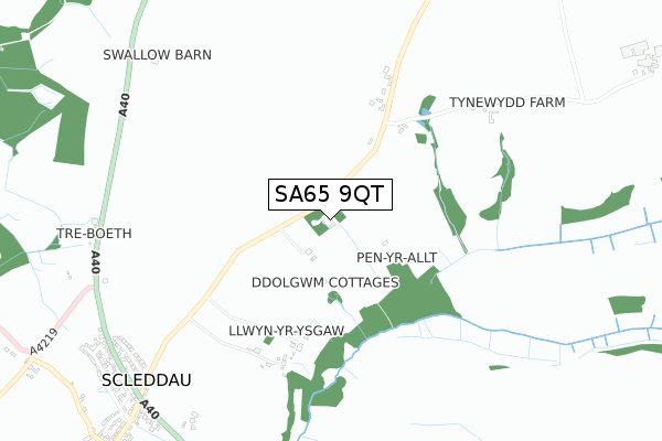 SA65 9QT map - small scale - OS Open Zoomstack (Ordnance Survey)