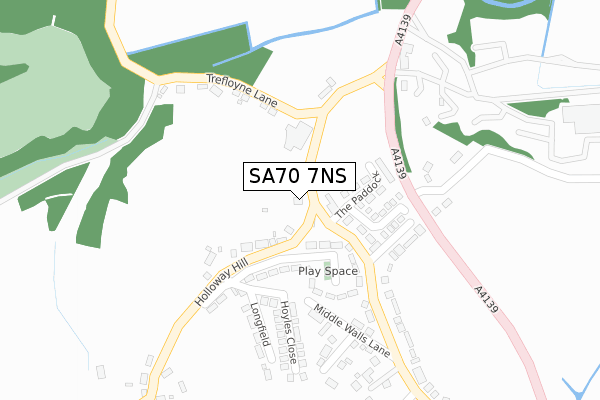 SA70 7NS map - large scale - OS Open Zoomstack (Ordnance Survey)