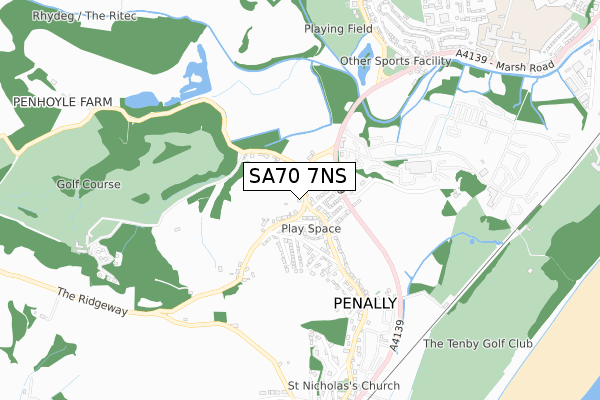 SA70 7NS map - small scale - OS Open Zoomstack (Ordnance Survey)