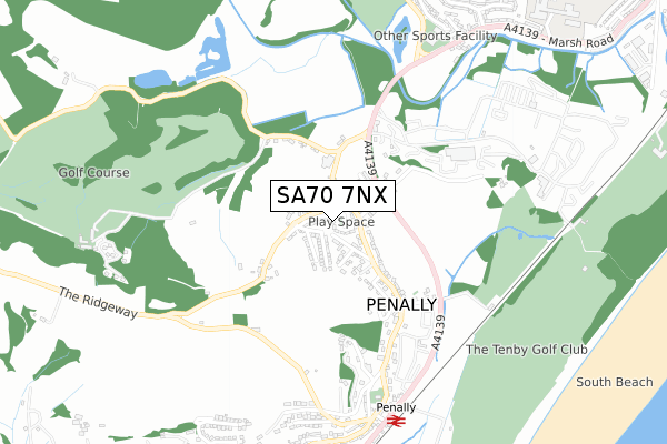 SA70 7NX map - small scale - OS Open Zoomstack (Ordnance Survey)