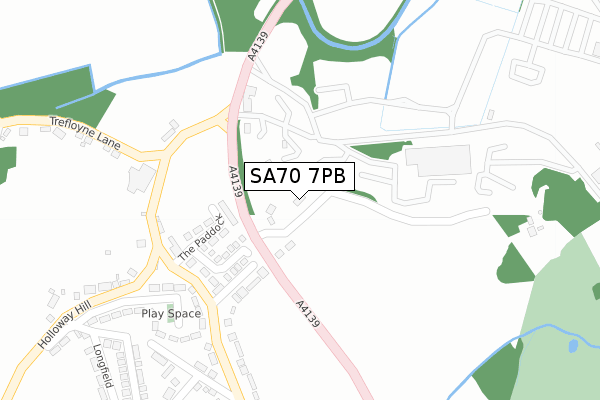 SA70 7PB map - large scale - OS Open Zoomstack (Ordnance Survey)