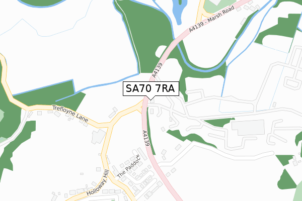 SA70 7RA map - large scale - OS Open Zoomstack (Ordnance Survey)