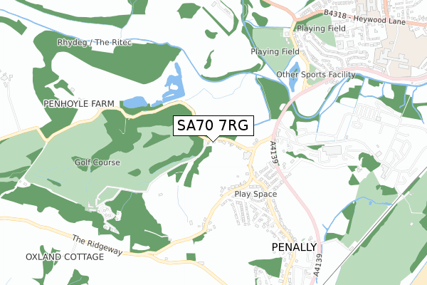 SA70 7RG map - small scale - OS Open Zoomstack (Ordnance Survey)