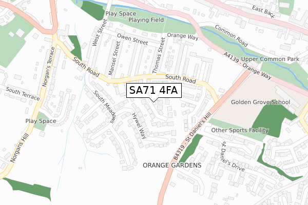 SA71 4FA map - large scale - OS Open Zoomstack (Ordnance Survey)