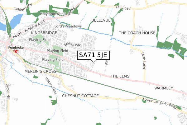 SA71 5JE map - small scale - OS Open Zoomstack (Ordnance Survey)