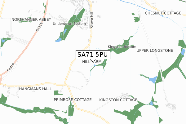 SA71 5PU map - small scale - OS Open Zoomstack (Ordnance Survey)