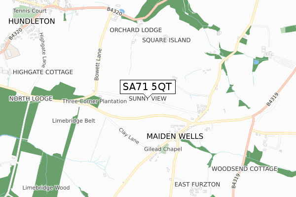 SA71 5QT map - small scale - OS Open Zoomstack (Ordnance Survey)