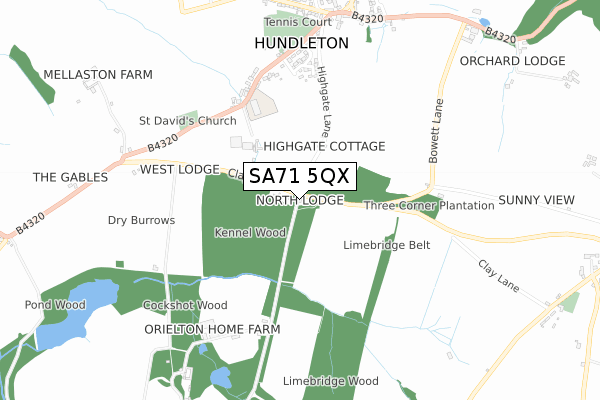 SA71 5QX map - small scale - OS Open Zoomstack (Ordnance Survey)