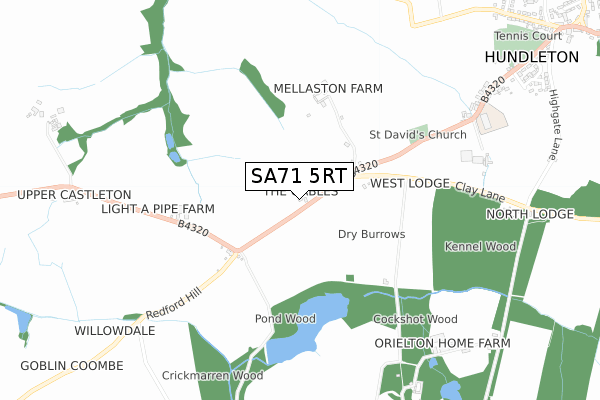 SA71 5RT map - small scale - OS Open Zoomstack (Ordnance Survey)
