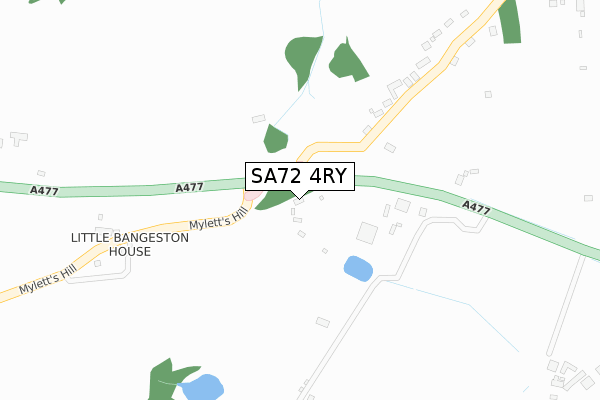 SA72 4RY map - large scale - OS Open Zoomstack (Ordnance Survey)