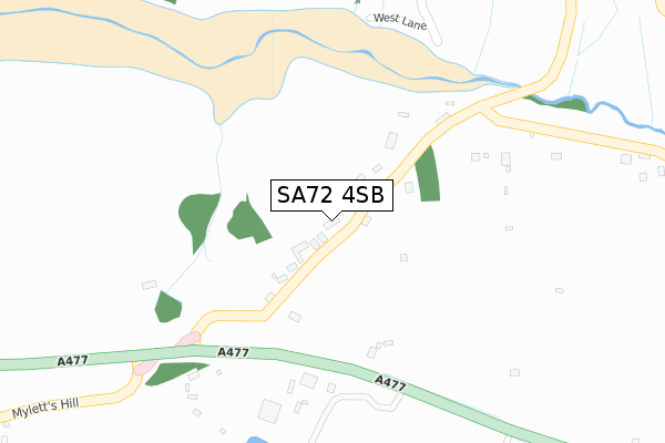 SA72 4SB map - large scale - OS Open Zoomstack (Ordnance Survey)
