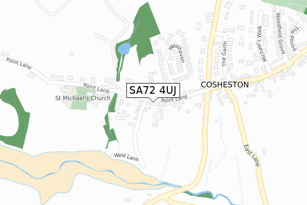 SA72 4UJ map - large scale - OS Open Zoomstack (Ordnance Survey)