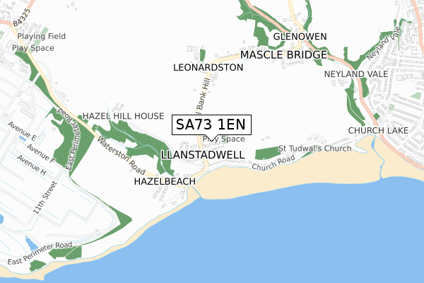 SA73 1EN map - small scale - OS Open Zoomstack (Ordnance Survey)