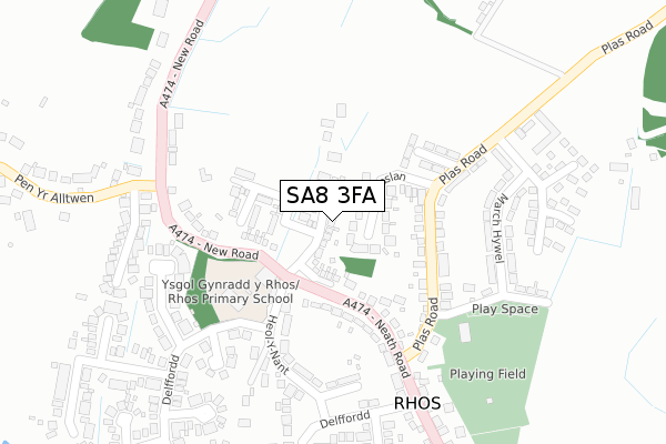 SA8 3FA map - large scale - OS Open Zoomstack (Ordnance Survey)