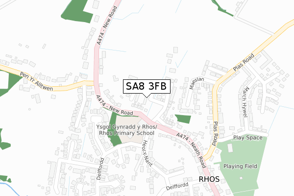 SA8 3FB map - large scale - OS Open Zoomstack (Ordnance Survey)