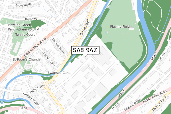 SA8 9AZ map - large scale - OS Open Zoomstack (Ordnance Survey)