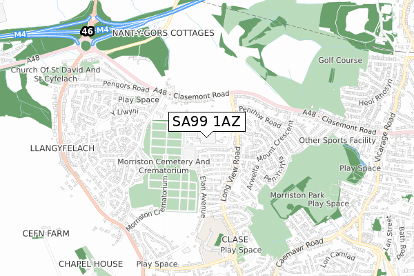 SA99 1AZ map - small scale - OS Open Zoomstack (Ordnance Survey)