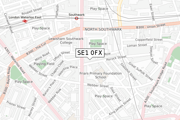 SE1 0FX map - large scale - OS Open Zoomstack (Ordnance Survey)