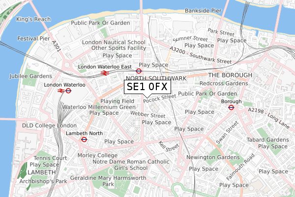 SE1 0FX map - small scale - OS Open Zoomstack (Ordnance Survey)