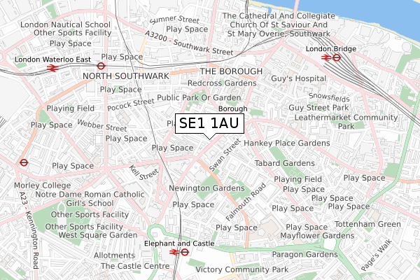 SE1 1AU map - small scale - OS Open Zoomstack (Ordnance Survey)