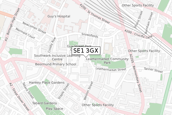 SE1 3GX map - large scale - OS Open Zoomstack (Ordnance Survey) SE1 3GX map - large scale - OS Open Zoomstack (Ordnance Survey)
