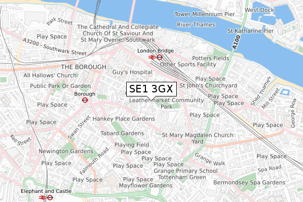 SE1 3GX map - small scale - OS Open Zoomstack (Ordnance Survey) SE1 3GX map - small scale - OS Open Zoomstack (Ordnance Survey)