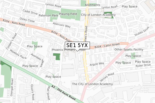 SE1 5YX map - large scale - OS Open Zoomstack (Ordnance Survey)